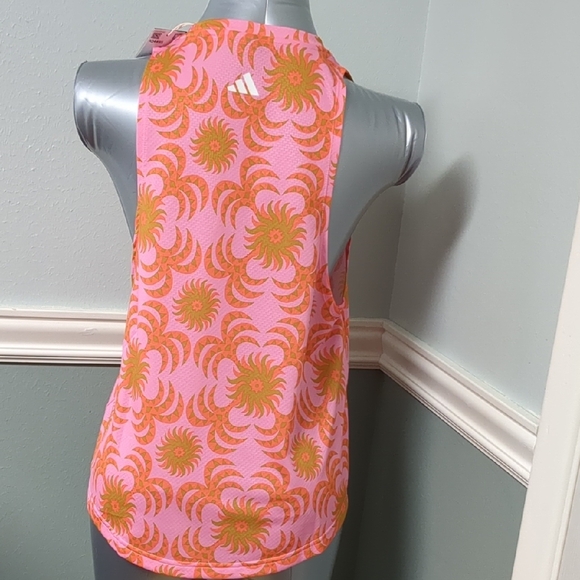 Adidas Pink and Orange Floral Tank Top Loose Fit Style. Size S Fits Size M Too. - Picture 2 of 6